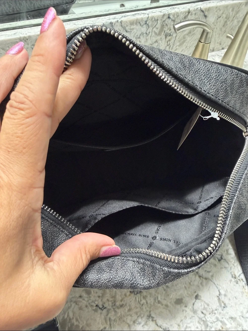 Michael Kors Black MK Monogram Crossbody Bag